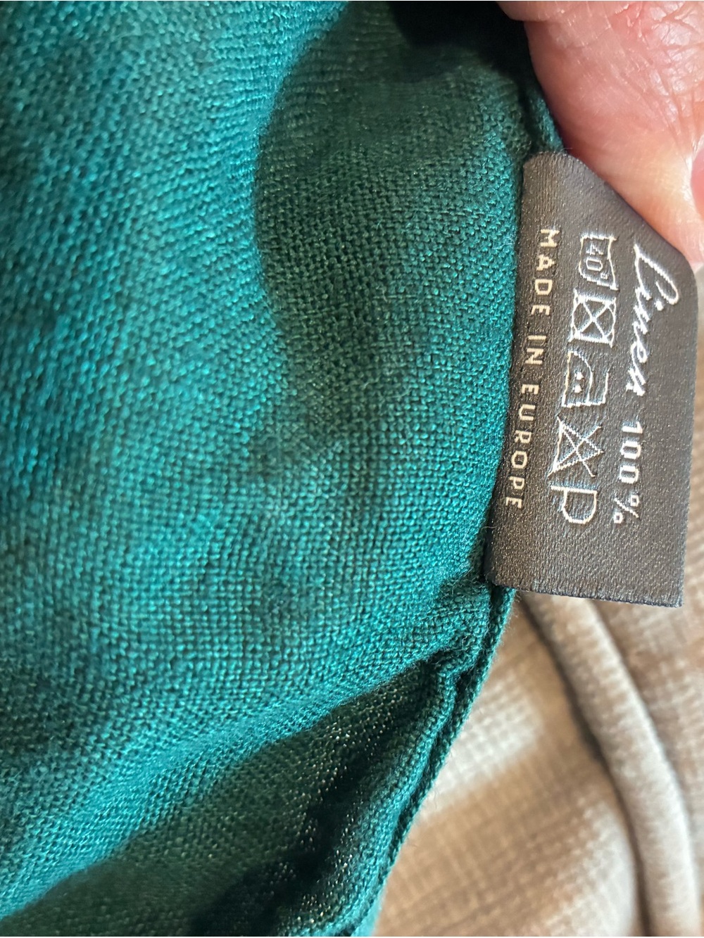 Sand Snow linen Tie-Front Puff Sleeve Crop Top - Deep Green - Picture 4 of 6
